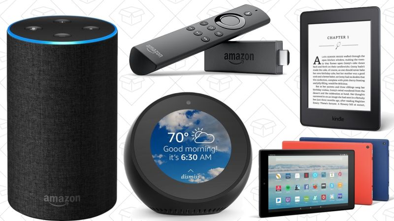 Amazon Echo Dot | $40 | AmazonAmazon Echo Spot | $110 | AmazonAmazon Echo | $85 | AmazonAmazon Echo Show | $160 | AmazonFire 7 Tablet | $40 | AmazonFire HD 8 Tablet | $60 | AmazonFire HD 10 Tablet | $120 | AmazonKindle Paperwhite | $100 | AmazonKindle | $60 | AmazonAmazon Cloud Cam | $100 | AmazonAmazon Fire TV Stick | $30 | AmazonAmazon 4K Fire TV | $50Gráfico: Shep McAllister